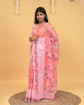 SC3420 - Linen Saree With Embroidery Border